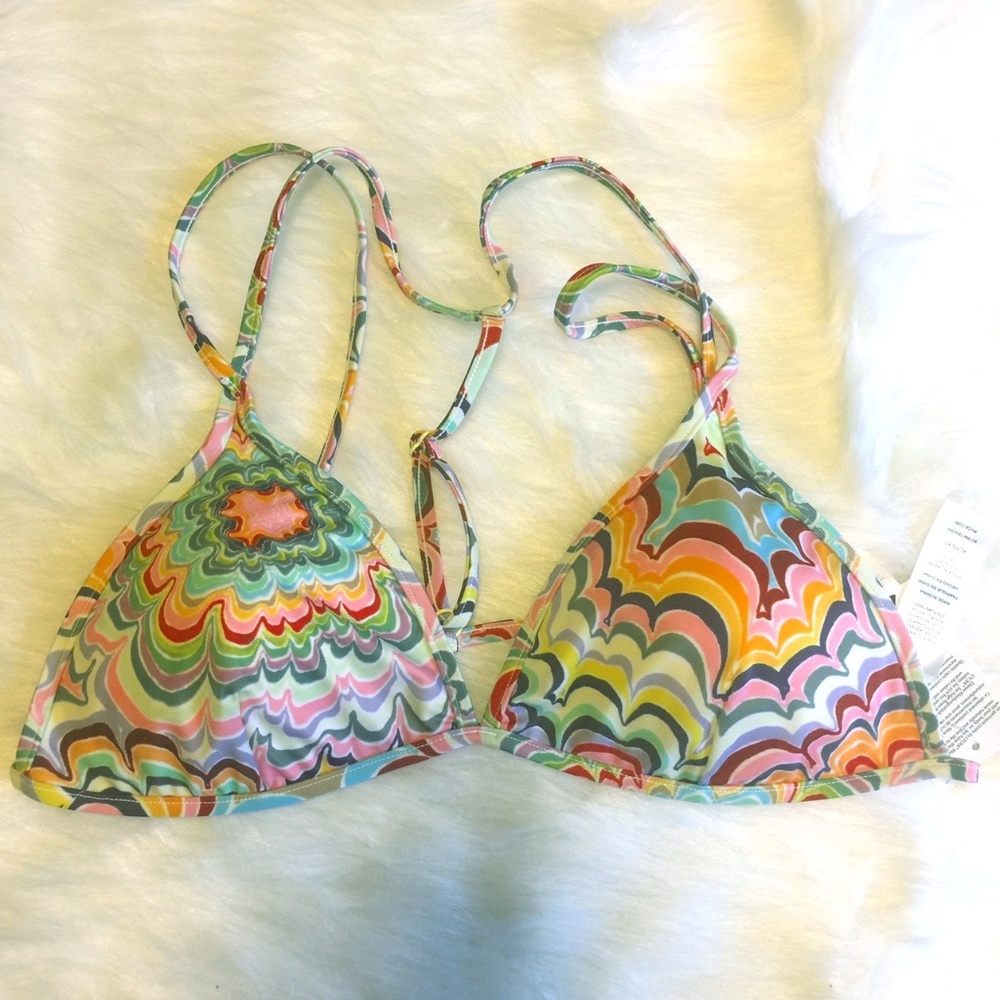 🌺 RVCA Colorful Adjustable Bikini Top Sz: XL
